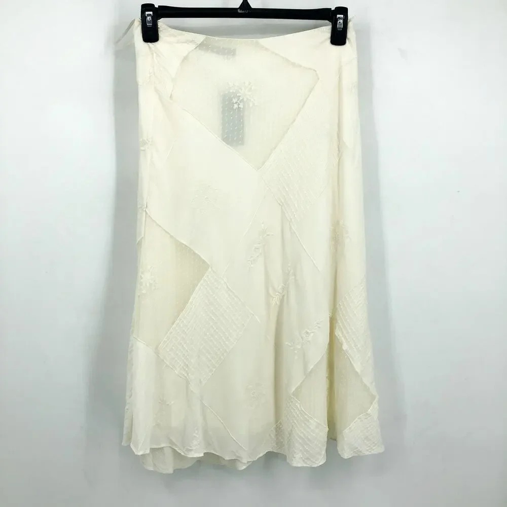 LAUREN RALPH LAUREN Women's Mesh Lace Midi Flared Skirt Size 6 White NWT - Picture 4 of 12